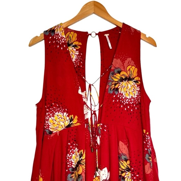 Free People Womens Lovely Day Floral Printed Tunic Size XS Red Boho Sleeveless - Picture 4 of 10